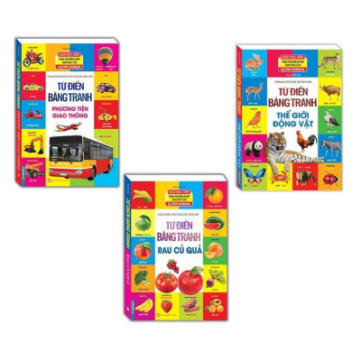 Sách - Từ Điển Bằng Tranh - Phương Tiện Giao Thông + Thế Giới Động Vật + Rau Củ Quả - Combo 3 Cuốn - Minh Thắng