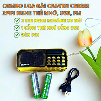 Loa Nghe nhạc USB, thẻ nhớ Craven 836 2pin (màu ngẫu nhiên) - hàng nhập khẩu