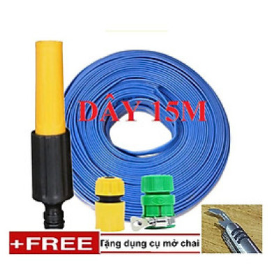 Bộ dây vòi xịt nước rửa xe, tưới cây . tăng áp 3 lần, loại 15m 206622-5 cút sập,nối vàng + tặng mở chai