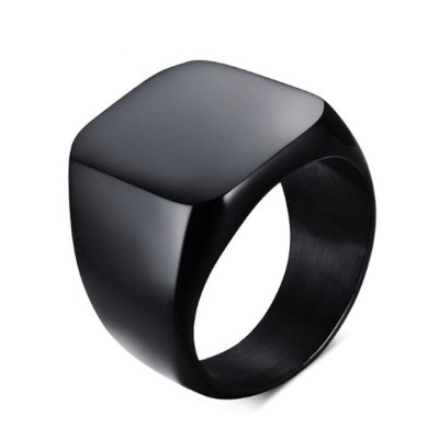 Nhẫn nam titan thời trang mặt trơn vuông to inox cao cấp thép không gỉ trangsucpt màu mạ đen PTNNA25