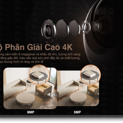 Camera Wifi Ezviz C6C 8M - 4K Siêu Rõ Nét, Quay Quét 360 độ , Đàm thoại 2 chiều, Có màu ban đêm, Phát hiện người AI - hàng chính hãng