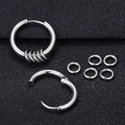 Bộ Bông tai nam inox khuyên tròn 12mm BT321 (Màu Bạc) - 2 chiếc