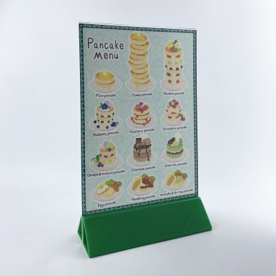 Kệ menu nhà hàng, Standee mica để bàn, Bảng quét mã QR Code, Kệ mica 2 mặt Enter E10-A 100x150mm đế lùa uốn chân chữ A