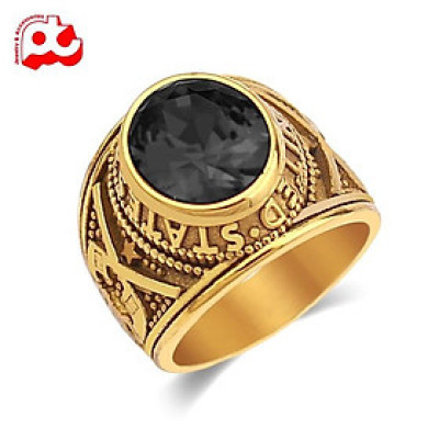 Nhẫn nam cao cấp thời trang đẹp titan thép không gỉ kiểu nhẫn mỹ mạ vàng trangsucpt đá đen PTNNA220