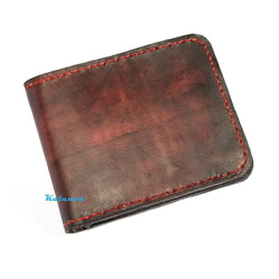 Bóp Ví đẹp cao cấp handmade, được làm thủ công từ da bò Kalanos KBN3280-Nau, Ví nam nữ mini dáng ngang màu nâu đỏ