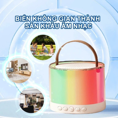 Loa Bluetooth Mini Karaoke Không Dây, Kèm 2 Mic, Âm Thanh Sống Động, Đèn LED 16 Màu - HÀNG CHÍNH HÃNG MINIIN