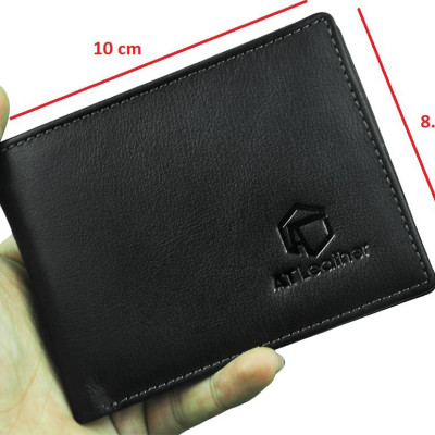 Ví Nam Da Bò AT Leather 056 (10 x 8.5 cm) - Đen