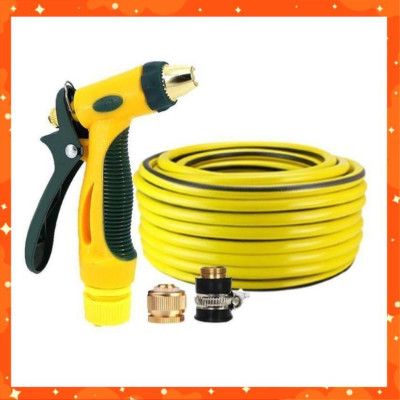Bộ dây vòi xịt nước rửa xe, tưới cây tăng áp 3 lần,loại 3-5M (nối đồng nhựa đen) 206317