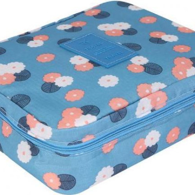 Túi đựng mỹ phẩm xanh họa tiết hoa 