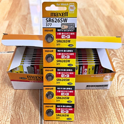 Vỉ 5 Viên Pin Maxell SR626SW / 377 / G4 / LR626 Hàng Công Ty Có Tem Chống Giả Cho Đồng Hồ Đeo Tay