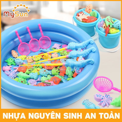 Bộ đồ chơi bể phao cần câu bắt cá nam châm cho bé loại mini - to cỡ lớn MySun