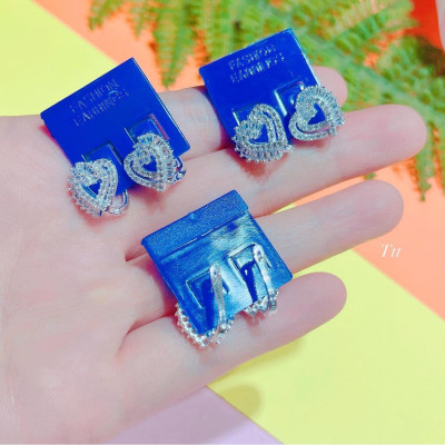 Bông tai bạc khoá bập hình trái tim chất liệu bạc s925 MS085a