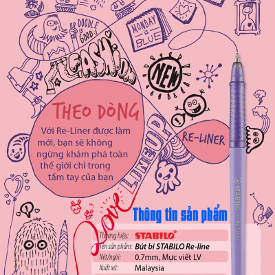 Bút bi Stabilo Re-Liner BP868F 0.7 mm - Đen