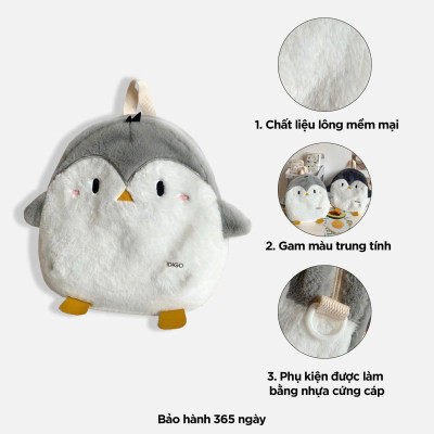 Balo nữ chim cánh cụt dễ thương, túi đeo chéo đi chơi xinh xắn IDIGO FBP6 - 3397