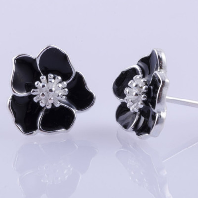 Bông tai nữ trang sức bạc S925 Italia Bạc Xinh Huệ Ngân- Hoa Anh đào ED072