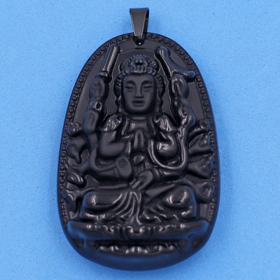 Mặt Phật - Thiên Thủ Thiên Nhãn - thạch anh đen 6cm MTES8 - tuổi Tý