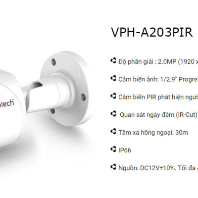 Camera hồng ngoại cảm biến PIR AHD VPH-A203PIR  - Hàng chính hãng