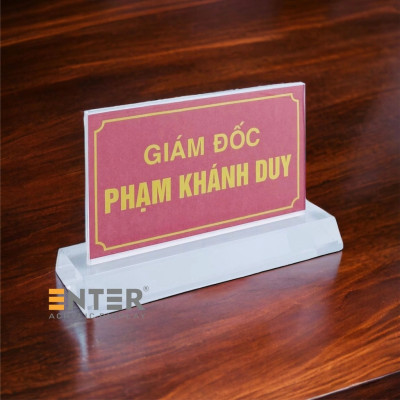 Kệ mica 2 mặt Enter E17A LR 8.5x15cm, đế 5.5x17cm dày 20mm vát 2 cạnh