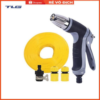 Bộ dây và vòi xịt rửa xe tưới cây tăng áp 20m (cút nhựa nối nhựa đen) 206817