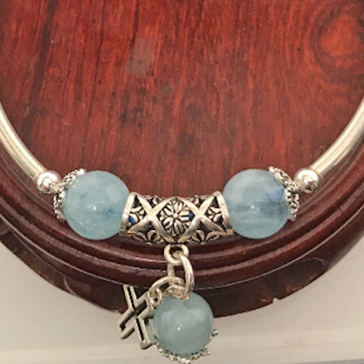 Kiềng Bác Đá Aquamarine (Hải Lam Ngọc)