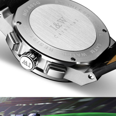 Đồng Hồ Nam I&W Carnival 605G1 Chính Hãng Full Box Chống Nước Kính Chống Xước Dây Da Cao Cấp BH24T (Máy Pin-Quartz)