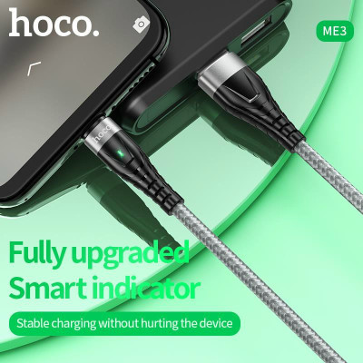 Cáp Sạc Nhanh Hoco Me3 3A Cổng Type-C Có Đèn Led - Hàng Chính Hãng