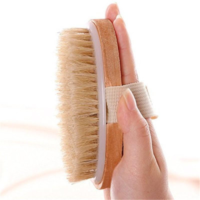 Bàn Chải Tắm Cán Gỗ Tự Nhiên Làm Sạch Da Khô, Cây Chà Lưng Tiện Dụng, Gậy Tắm Massage Cơ Thể Body Cực Sạch AOE1028