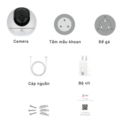 Camera Wifi Trong Nhà Ezviz H6 3K 5MP AI Thông Minh, Đàm Thoại 2 Chiều - Hàng chính hãng