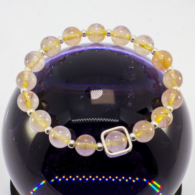 Vòng tay phong thủy Thạch anh tóc vàng thiên nhiên tài lộc  #VT044