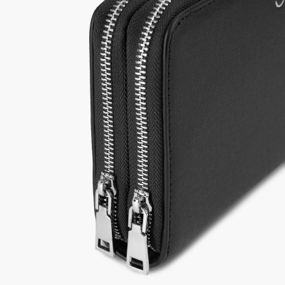 Clutch, Ví Cầm Tay Gence Thời Trang Nam Da Bò Taiga Cao Cấp HT21 Đen - 2 Khóa