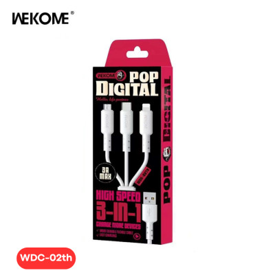 Cáp sạc đa năng WEKOME 3in 1 WDC-02 sạc nhanh 3A, độ dài 1m2 ( hàng chính hãng)
