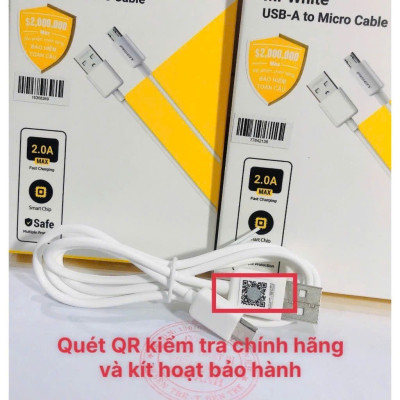 Cáp Pisen Micro USB 2A 800mm (MU01-800)- Hàng chính hãng, check QR kiểm tra và kít hoạt bảo hành