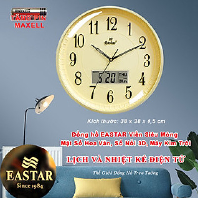 Đồng Hồ EASTAR Tròn Kim Điện tử Viền Mỏng - Máy KIM TRÔI - LỊCH Vạn Niên và NHIỆT KẾ Điện tử
