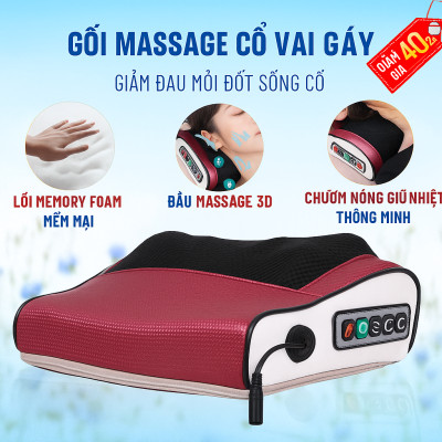Gối Masjage Hồng Ngoại Đa Năng 20 Bi – Giúp Giảm Đau Mỏi Lưng, Vai, Gáy Hiệu Qu