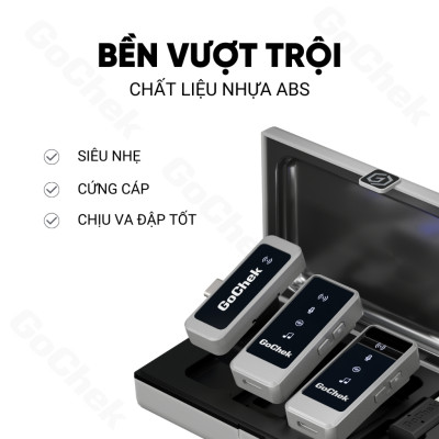 Micro thu âm không dây GoChek Ultra S24, tích hợp 2 chân cắm khi livestream/quay video/ghi âm cho điện thoại/máy tính bảng/PC/Laptop - Hàng chính hãng