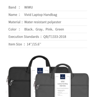 Túi Wiwu Vivi Laptop Handbag Dành Cho Laptop, Macbook Làm Bằng Vải Chống Thấm Nước, Có Ngăn Ngoài Để Phụ Kiện - Hàng chính hãng
