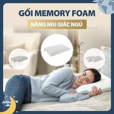 Bộ 2 ruột gối Memory Foam | JYSK Wellpur Kvina | xám | R30xD50xC10/7cm
