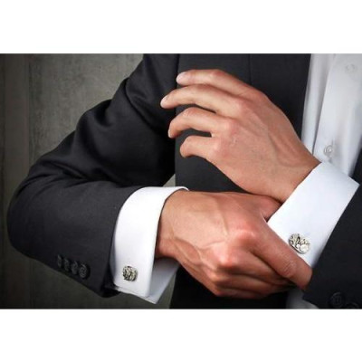 Khuy Cài tay áo Măng Set cao cấp đính đá - cufflinks , tặng kèm hộp nhỏ, đá vuông xanh