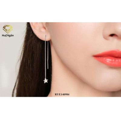 Bông tai bạc Ý 925 Huệ Ngân - Ngôi sao may mắn dáng dài RYE140984