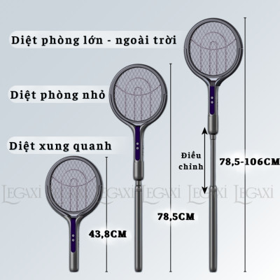 Vợt Diệt Muỗi Trên Cao - Cán Kéo Dài - Đập Muỗi Trần Nhà, Vách Tường, Không Cần Ghế - Đèn Uv Thu Hút Muỗi Tự Động - Vợt Bắt Muỗi, Côn Trùng Hiệu Quả - Đèn UV Thu Hút Và Diệt Muỗi Tự Động