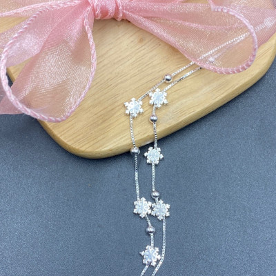 Lắc Tay Bạc 925 Bông Tuyết Dây Kép BẠC HIỂU MINH LTU655