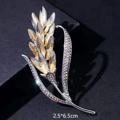 Trâm Cài Áo Hình Bông Lúa Đính Đá Sapphire Dịu Dàng Nữ Tính Quí Phái Sang Trọng Quà Tặng Ý Nghĩa (Tặng Kèm Hộp Quà Đen)