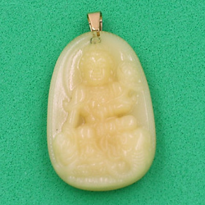 Mặt dây chuyền Bồ Tát Phổ Hiền thạch anh vàng 4.3cm - phật bản mệnh tuổi Thìn, Tỵ