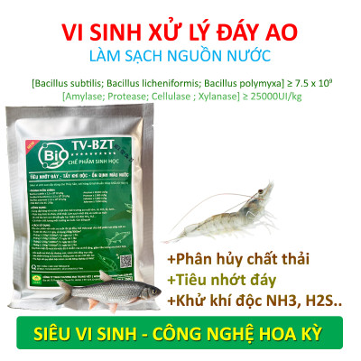 VƯỜN SINH THÁI - Chế phẩm vi sinh hồ cá, tôm BZT. Xử lý nước, làm sạch nhớt đáy ao. Ức chế tảo lam, khí độc. Hàng tỷ bào tử hữu hiệu từ HOA KỲ
