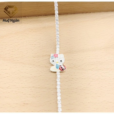 Lắc tay bạc 925 Huệ Ngân - Mèo Kitty Tinh Nghịch X8