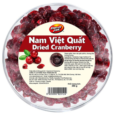 COMBO 2 Hộp Nam Việt Quất khô – Cranberry 350gr dan.d.pak,,không chất bảo quản,giải độc tố trong cơ thể,làm đẹp da,là liều thuốc hữu hiệu để hạn chế nguy cơ bị ung thư, đột quỵ, nhiễm virus, bệnh tim mạch
