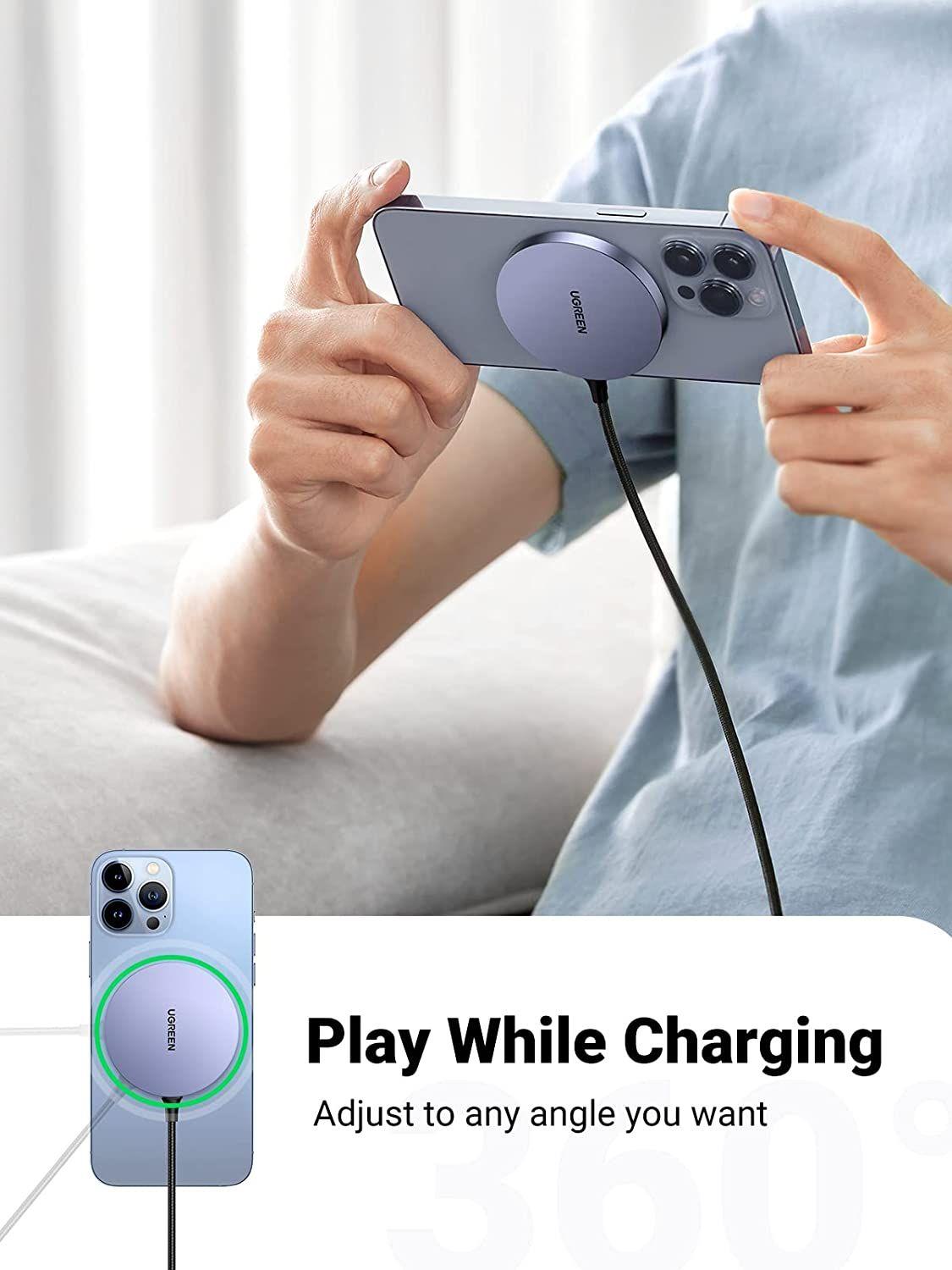 Ugreen UG30233CD245TK 15W Màu Xám Bộ sạc không dây chuẩn cổng nghệ sạc Qi chuẩn cắm USB-C - HÀNG CHÍNH HÃNG