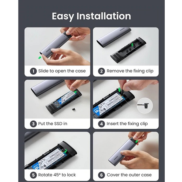 Hộp box đựng ổ cứng SSD M.2 SATA NGFF B-Key,M-Key,B&M-Key-Hàng Chính Hãng