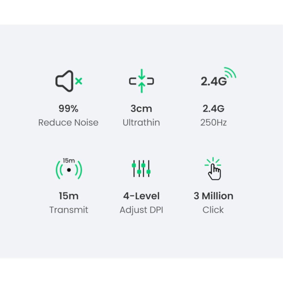 Ugreen UG90372MU001TK 4000dpi 10M 2.4g Màu Đen Chuột không dây - HÀNG CHÍNH HÃNG