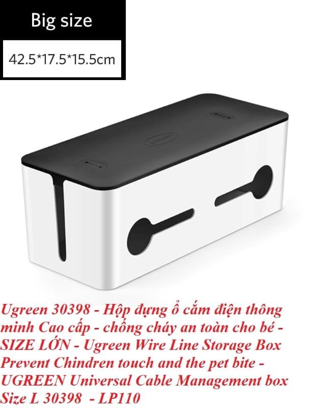 Ugreen UG30398LP110TK Size L 43x18x16CM Màu Trắng Hộp đựng ổ cắm điện tiện lợi - HÀNG CHÍNH HÃNG
